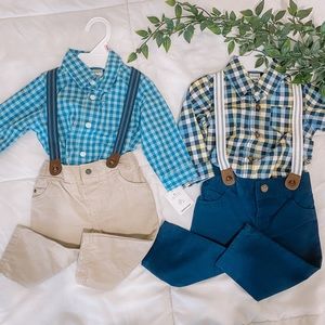 4  for 13$ 🐝 Button up w/ suspenders Carter’s Set